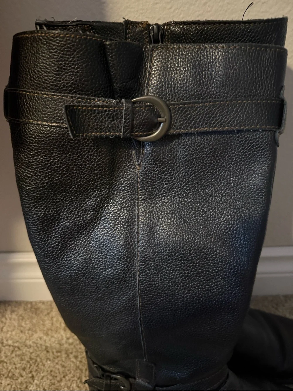 boc Black Leather Knee-High Riding Boots- size 8 wide calf